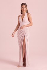 Langes Neckholder-Kleid mit Rückenausschnitt