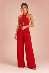 Rückenfreier Halterneck-Jumpsuit