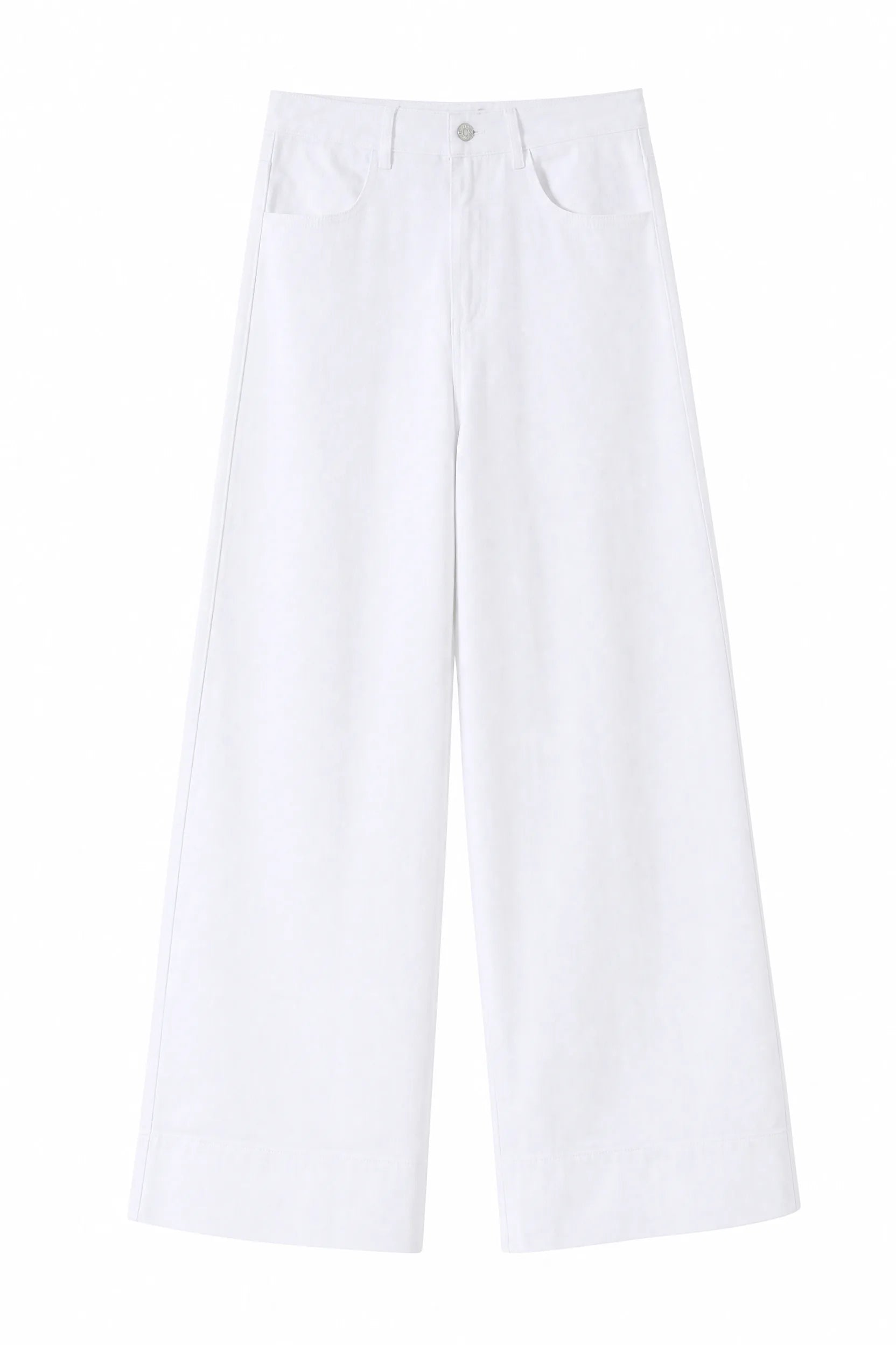 Jean blanc taille mi-haute coupe large | Lounelle Paris