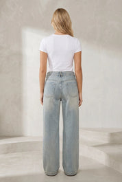 Jean bleu clair ample taille mi-haute | Lounelle Paris