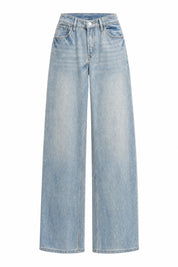 Jean bleu clair taille haute large | Lounelle Paris