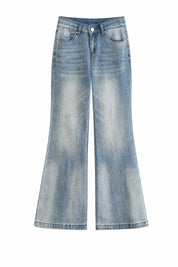 Jean bleu délavé coupe évasée | Lounelle Paris