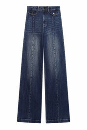 Jean bleu taille haute coupe large | Lounelle Paris