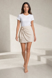 Jupe abricot asymétrique taille haute | Lounelle Paris