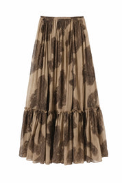 Jupe longue beige à imprimé floral | Lounelle Paris