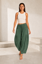 Pantalon large taille haute plissé | Lounelle Paris