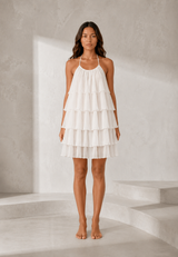 Robe blanche col halter dos nu