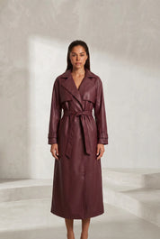 Manteau long effet cuir ceinturé | Lounelle Paris