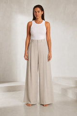 Pantalon beige large plissé