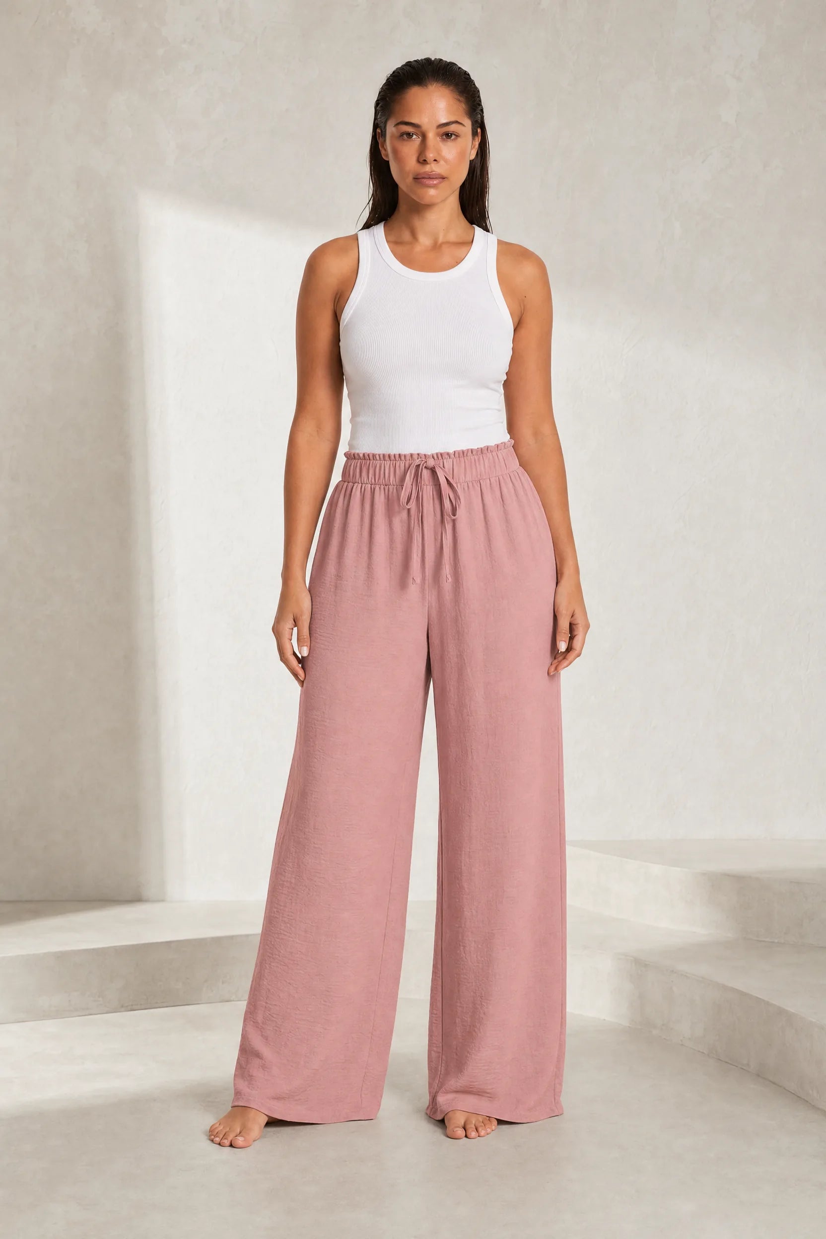 Pantalon fluide large taille cordon | Lounelle Paris