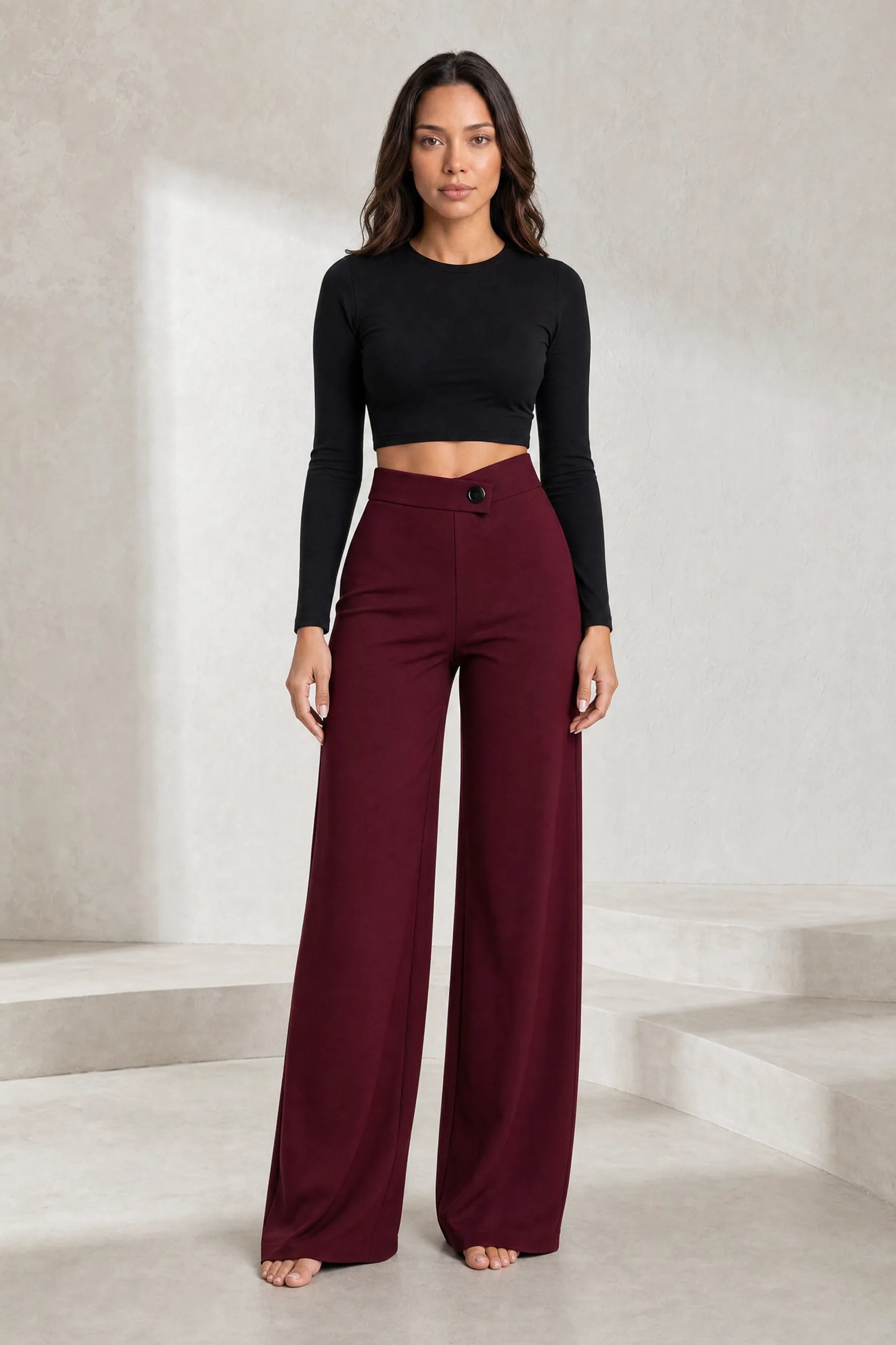 Pantalon fluide taille haute ceinture croisée | Lounelle Paris