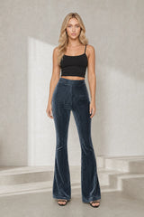 Pantalon gris foncé taille haute évasé