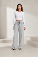 Pantalon gris large taille haute