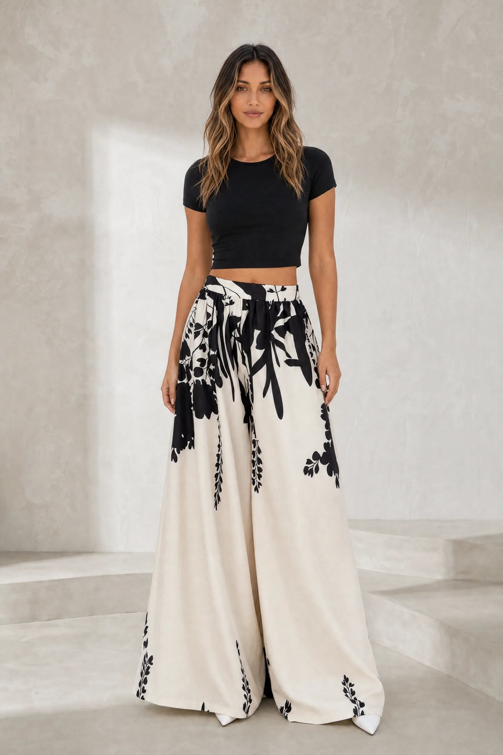 Pantalon large à imprimé floral | Lounelle Paris