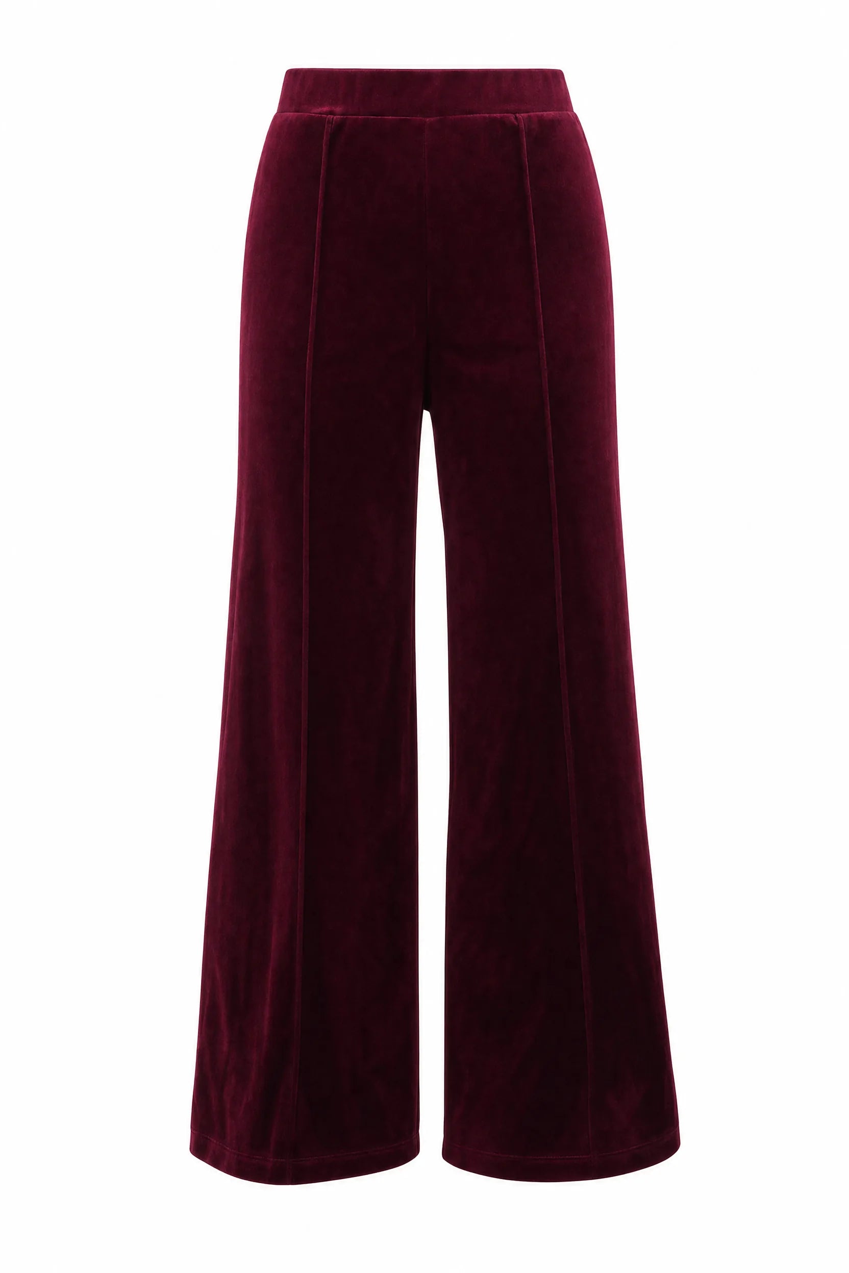 Pantalon large bordeaux taille haute en velours | Lounelle Paris