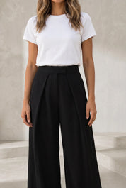 Pantalon large noir plis devant | Lounelle Paris