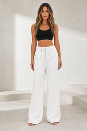 Pantalon large rayé taille haute | Lounelle Paris