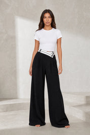 Pantalon large taille haute croisée | Lounelle Paris