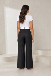 Pantalon large taille haute croisée | Lounelle Paris