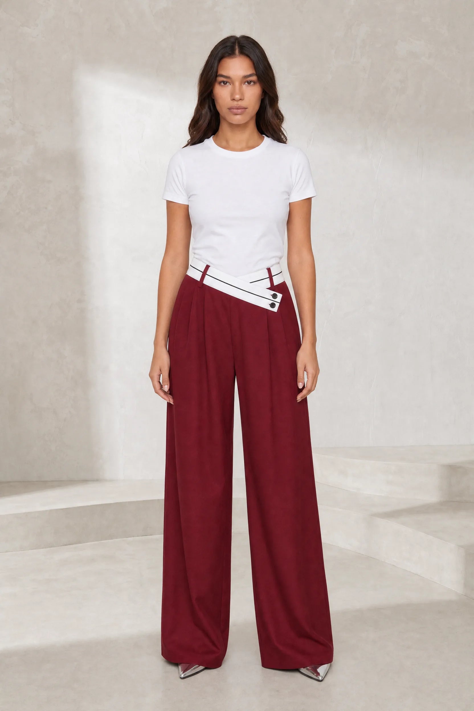 Pantalon large taille haute croisée | Lounelle Paris