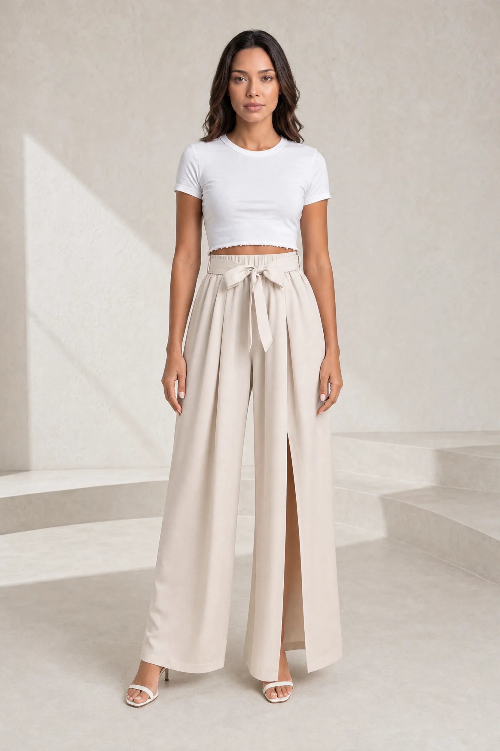 Pantalon large taille haute fendu | Lounelle Paris