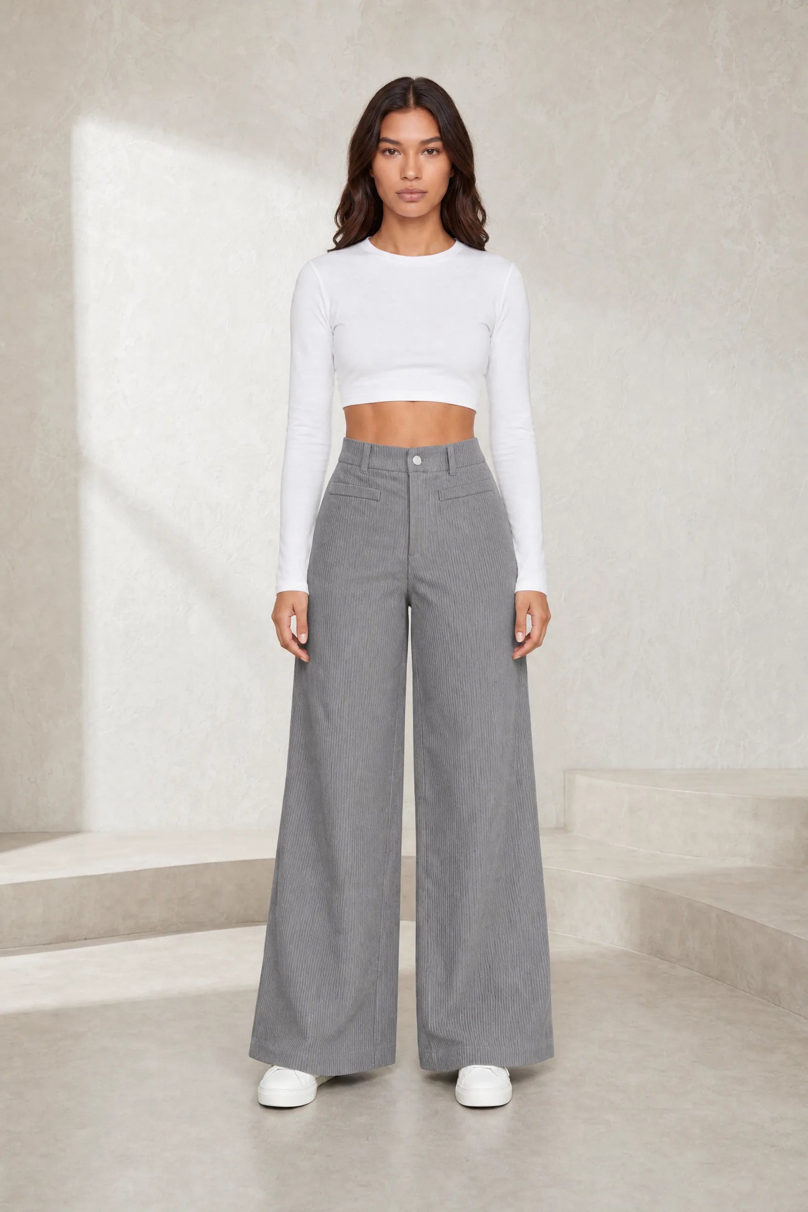 Pantalon large velours côtelé taille haute | Lounelle Paris