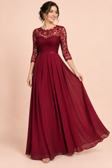 Bordeauxrotes Maxikleid mit Spitzeneinsatz