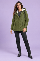 Oversize-Parka mit Kapuze in Armygrün