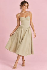 Beiges Bustier-Midikleid