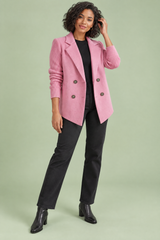 Rosa zweireihiger Blazer mit Reverskragen