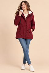 Oversize-Parka mit Kapuze in Bordeaux