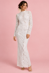 Weißes Maxi-Spitzenkleid