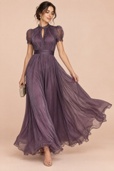 Lila Volant-Maxikleid