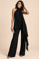 Fließendes Hosen-Set in Schwarz mit ärmellosem Top