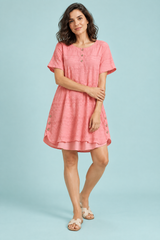 Oversize-Bluse in Rosa mit Knopfleiste