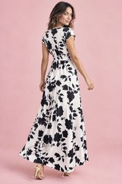 Robe longue blanche à fleurs et taille smockée | Vue de dos | Lounelle Paris