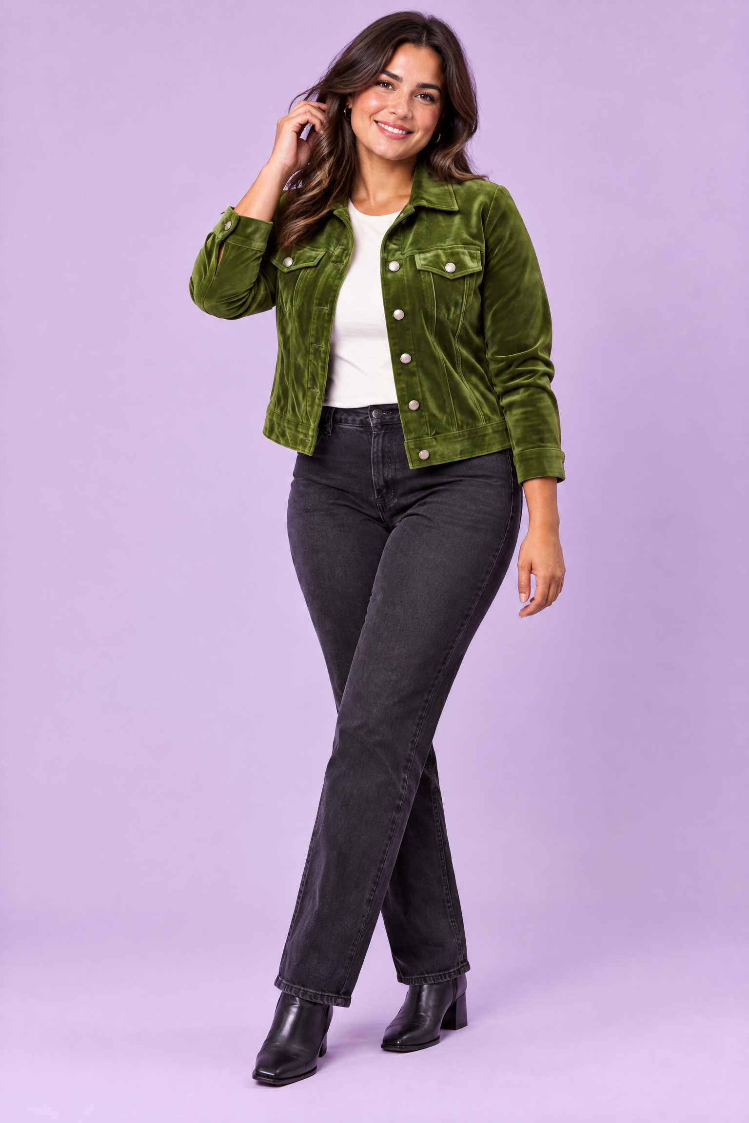Veste-chemise olive à poches utilitaires | Porté sur une autre silhouette | Lounelle Paris