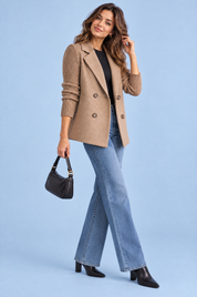 Blazer marron croisé à revers | Vue de dos | Lounelle Paris