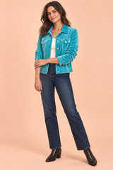 Hemdjacke in Blau mit aufgesetzten Taschen