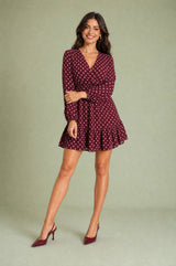 Polka-Dot-Kleid mit V-Ausschnitt
