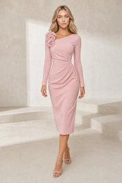 Robe asymétrique à fleur d'épaule | Lounelle Paris