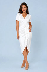 V-Ausschnittkleid mit Schleife