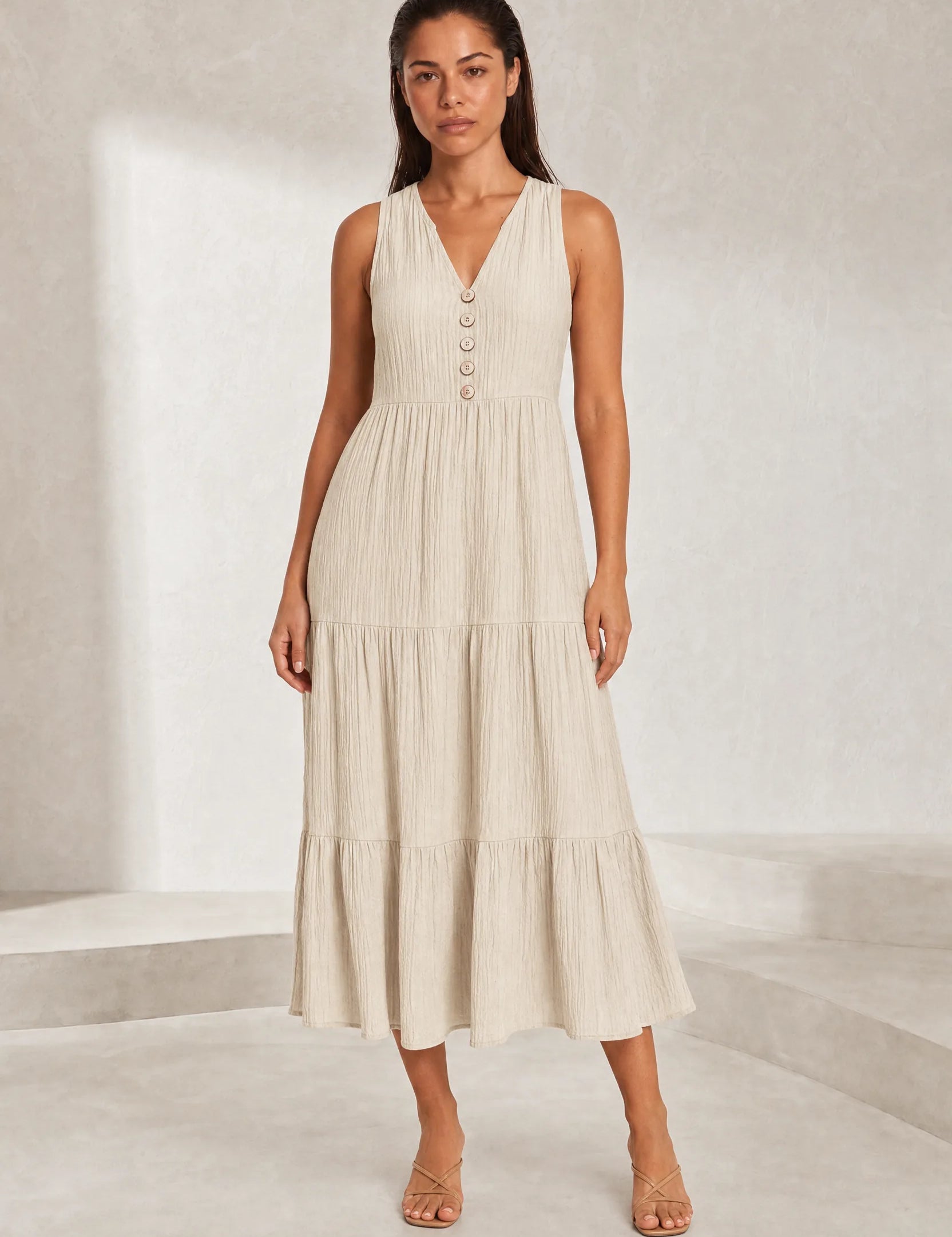Robe col V à volants | Lounelle Paris