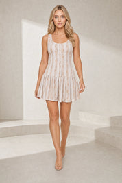 Robe en dentelle beige sans manches | Lounelle Paris