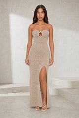 Robe longue abricot bandeau dos nu