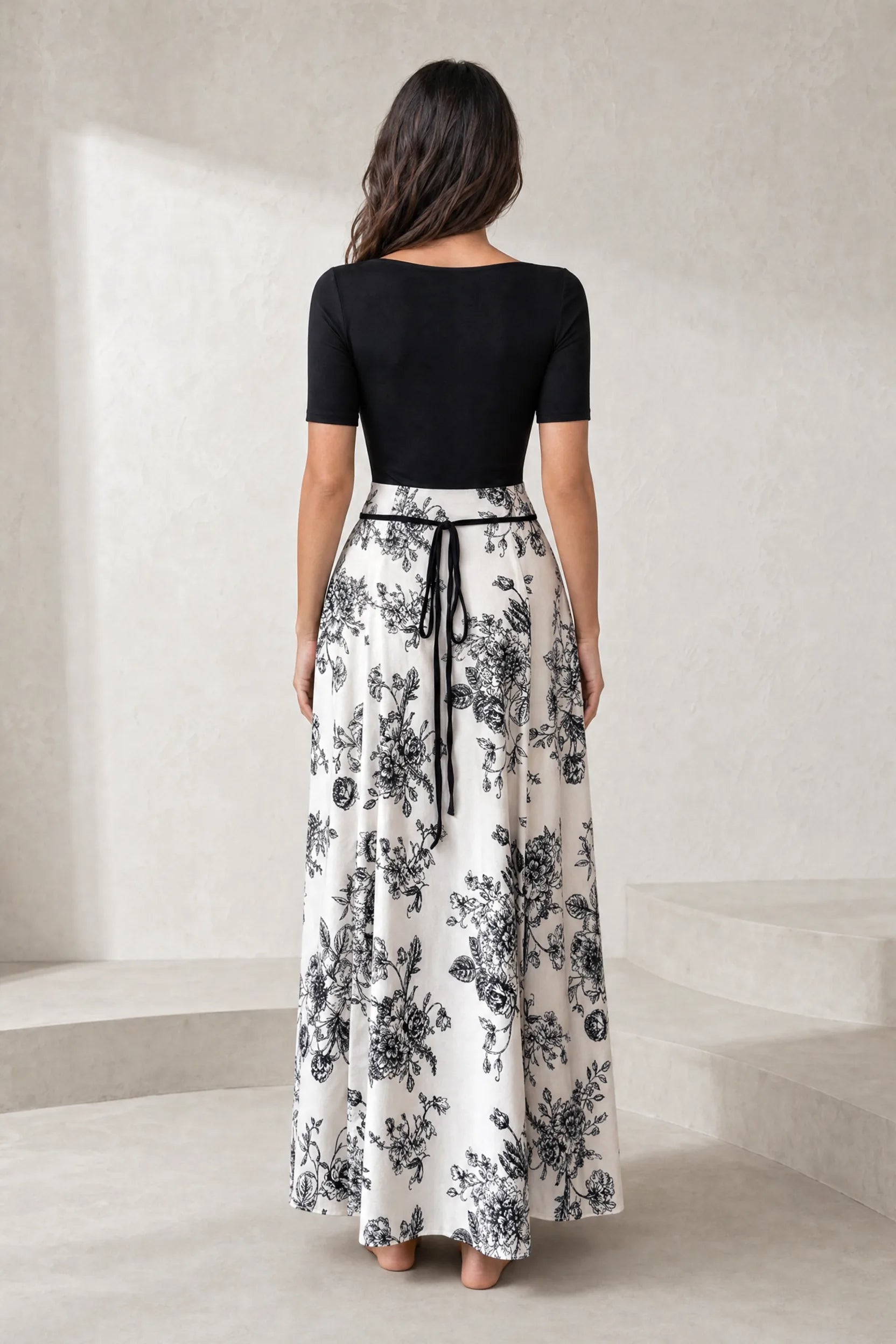 Robe longue bicolore col carré | Lounelle Paris
