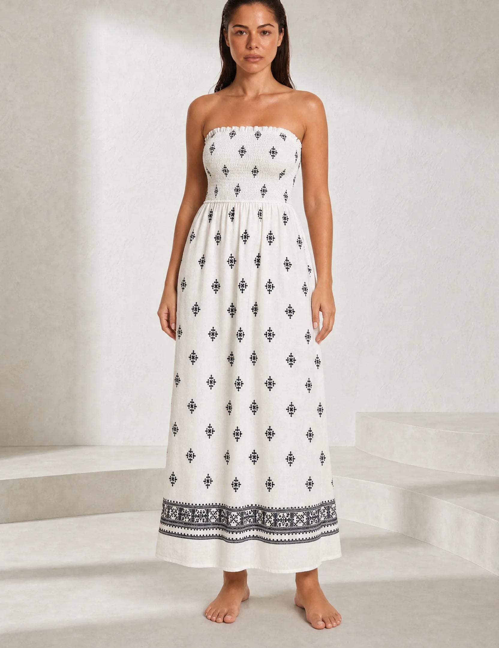 Robe longue blanche bandeau dos nu | Lounelle Paris
