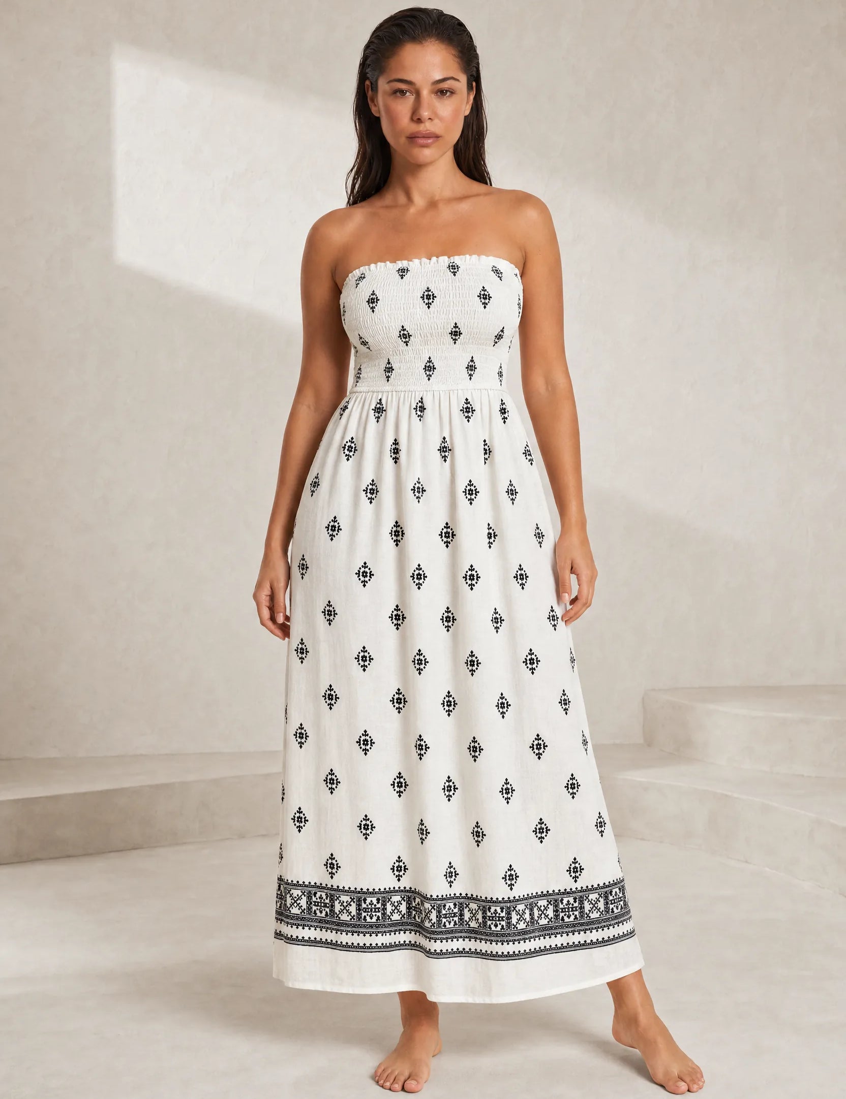 Robe longue blanche bandeau dos nu | Lounelle Paris