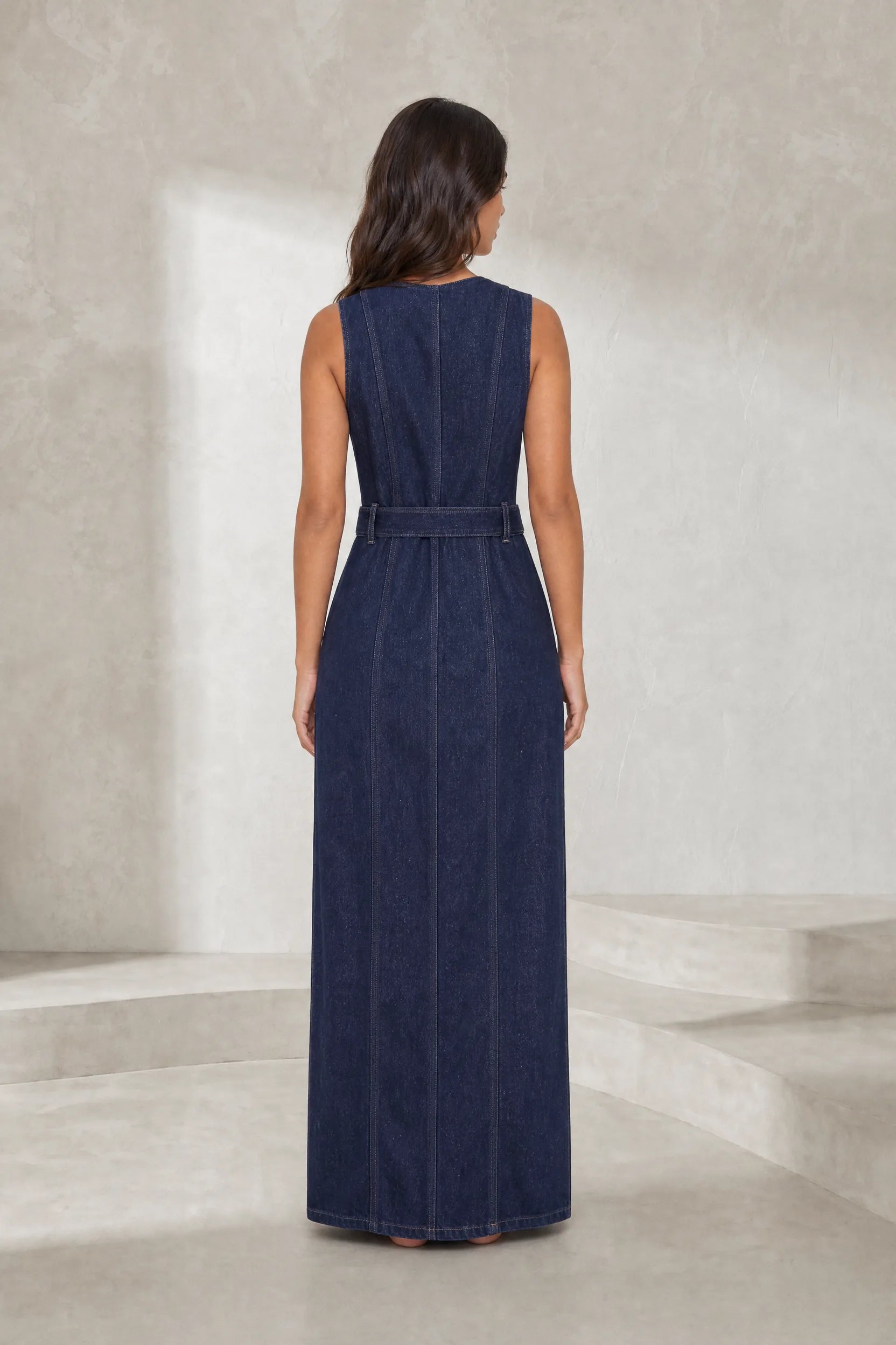 Robe longue bleu foncé sans manches | Lounelle Paris
