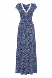 Robe longue bleu marine col V | Lounelle Paris